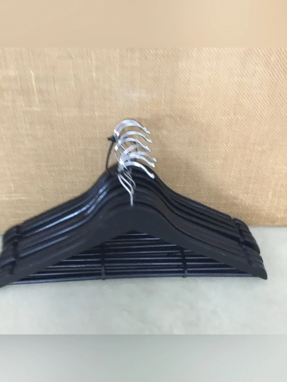 Ikea Boomerang Wood Black Clothes Hangers Set of 8 - B270